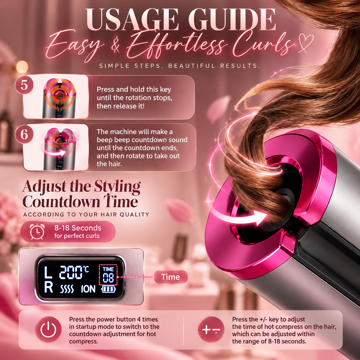 Cordless Automatic Rotating Hair Curler